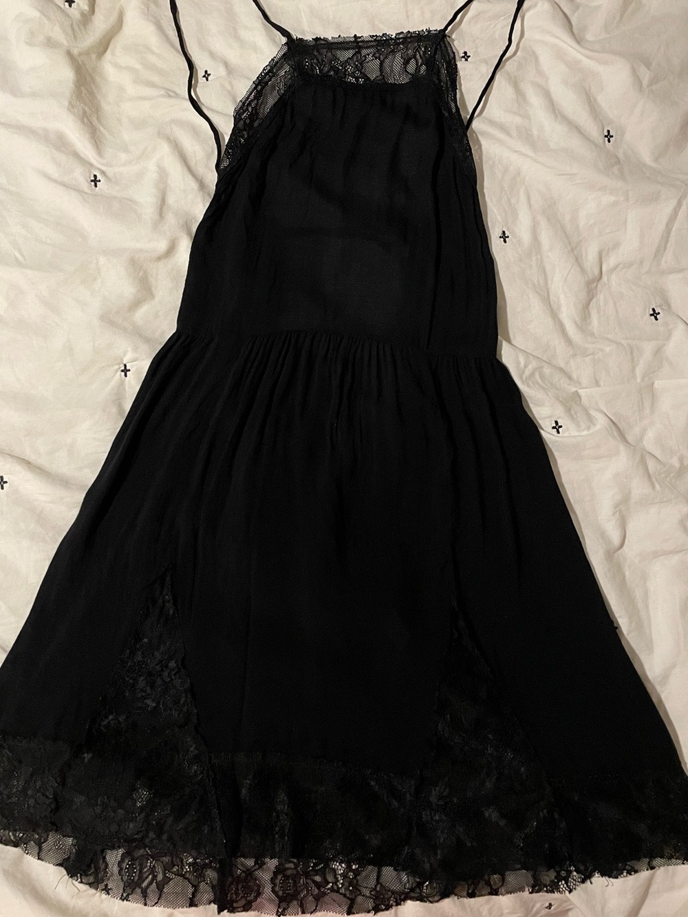 Free People Black Lace-Trim Slip Dress - Women’s Chemise